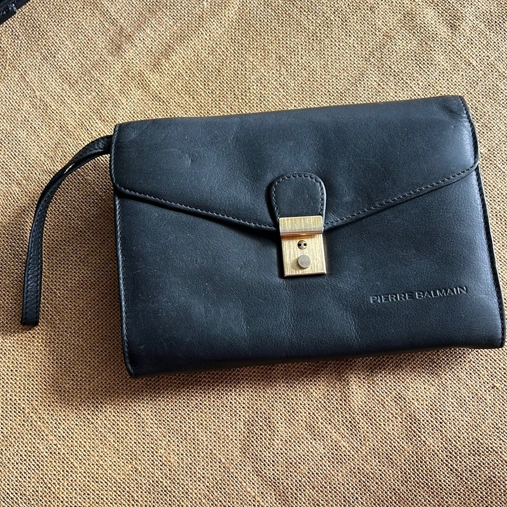 Balmain vintage black leather hand bag